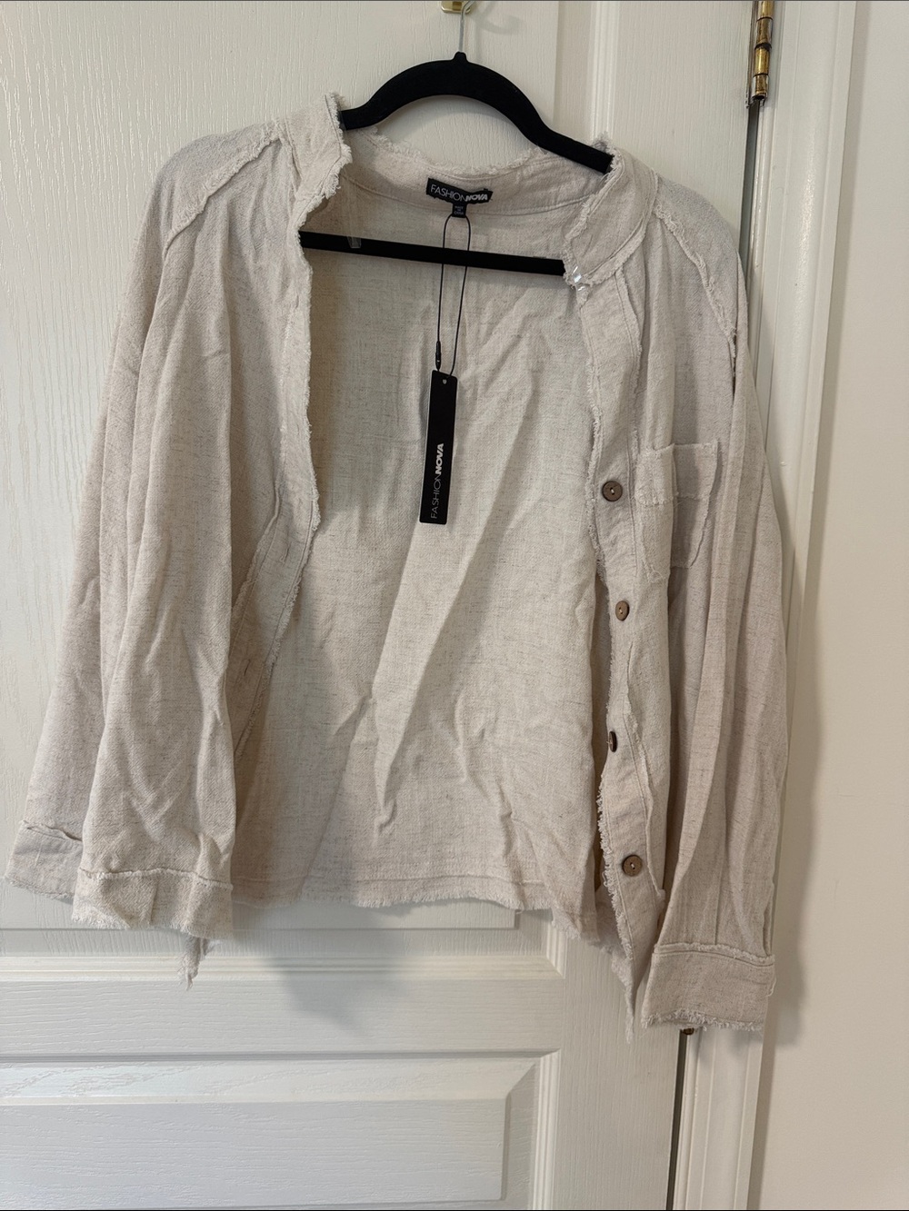 Vagabond Cream Raw-Edge Button Front Cardigan